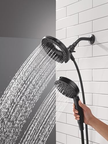 Delta 6-Setting In2ition 2-in-1 Dual Shower Head with Handheld High Pressure ProClean Spray, Matte Black Detachable Shower Head with Hose, 1.75 GPM Flow Rate, Matte Black 75655BL - color: Matte Black