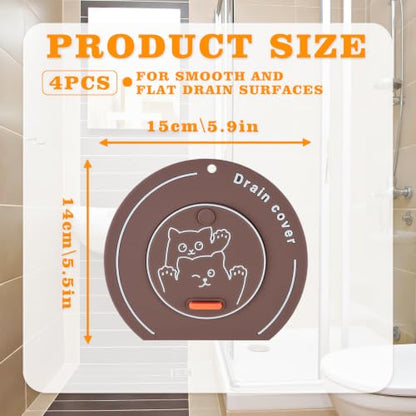 2-in-1 Silicone Bathtub Drain Hair Catcher & Stopper, Flat Suction Drain Cover for Shower Tub Sink Kitchen Laundry, Multi-Hole Filtration Anti-Clog Deodorizing Plug, Universal Fit with Easy Pull Tab