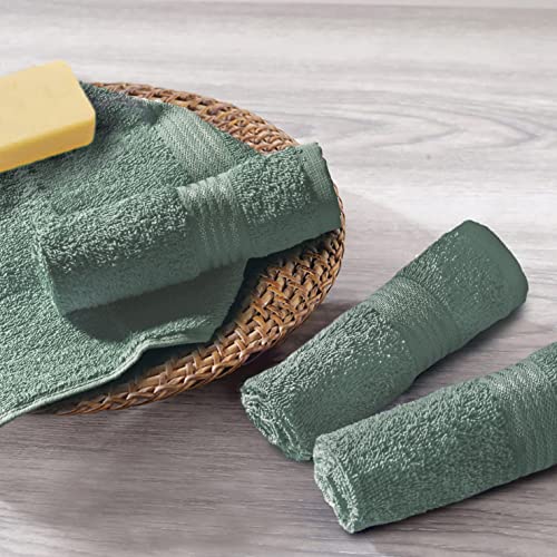Ultra Soft Cotton Washcloths, Contains 12 Piece Face Cloths 12x12 inch, Ideal for Everyday use Face Towels, Compact & Lightweight Multi Purpose Washcloths - Jade - color: Jade, size: 12 Pack Washcloths