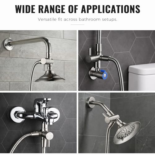 G-Promise Solid Metal High-Flow Shower Diverter Valve (Brushed Nickel) | High Water Output, 4 Spray Modes with Pause Mode, Anti-Leak, Use Separately or Both, Easy Install, Universal Replacement - color: Brushed Nickel