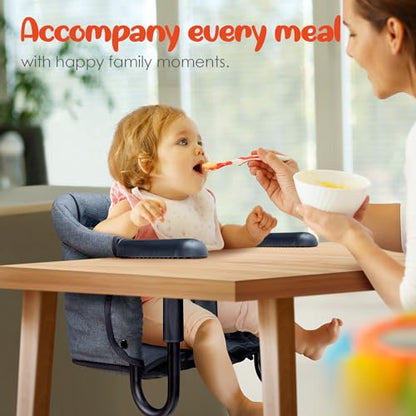 Hook-On High Chairs - Portable & Foldable for Babies 6-36 Months, Family & Travel Use with Carry Bag (Grey) - color: Grey
