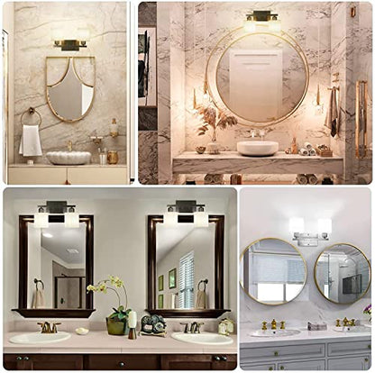 Bathroom Vanity Light Fixture Brushed Nickel, 2-Light Wall Sconces | Anti-Rust Vanity Lights Over Mirror, 12 Inches, E26 Standard Socket, Milky White Glass Shades, Bulbs Not Included - color: Brushed Nickel-2 Light