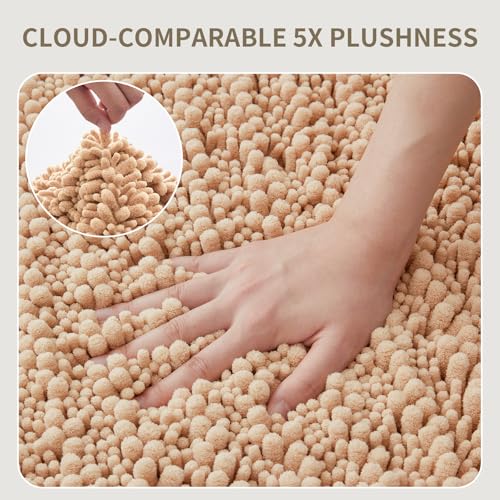 Toilet Rugs U-Shaped Mat 24x24, Contour Bathroom Mat - Ultra Soft & Absorbent Chenille, Quick-Dry, Machine Washable with Non Slip Barrier Backing, Beige - color: Beige, size: 24" X 24"(Toilet Rug)