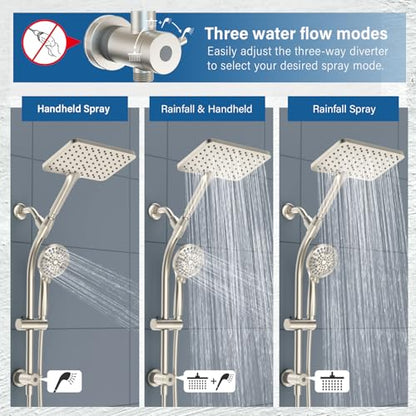 Rain Shower Head with Handheld High Pressure rainfall Shower Heads with Handheld Spray Combo,Brushed Nickel - color: Brushed Nickel
