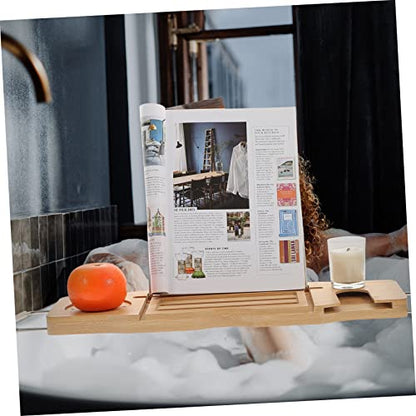 1pcs Multifunctional Bathtub Storage Rack Expandable Bamboo Tray for Tub Adjustable Non-Slip Organizer Book Stand and Wine Holder for Relaxing Bath