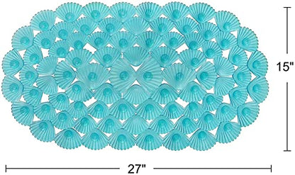 Linfevisi Bathtub Mat Non Slip, Oval Bath Mat for Tub with Suction Cups and Drain Holes, Machine Washable Tub Shower Mats for Bathroom 27 x 15 Inches, Phthalate Latex Free (Aqua) - color: Aqua