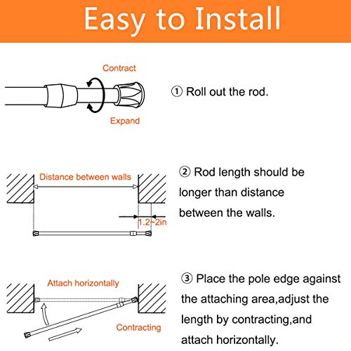 2 Pack Small Tension Rods 15.7 in to 28 Curtain Rods Window Rods in Extendable Width Spring Cupboard Bars for Kitchen Utensils, Closet, and Cabinet, Fit in The Spaces to Stay Up - color: White, size: 15.7" to 28"-2PCS