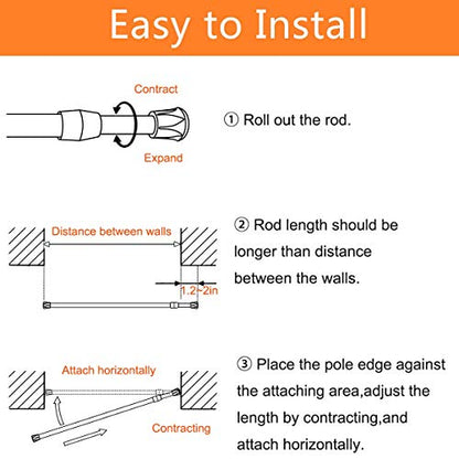 2 Pack Small Tension Rods 15.7 in to 28 Curtain Rods Window Rods in Extendable Width Spring Cupboard Bars for Kitchen Utensils, Closet, and Cabinet, Fit in The Spaces to Stay Up - color: White, size: 15.7" to 28"-2PCS