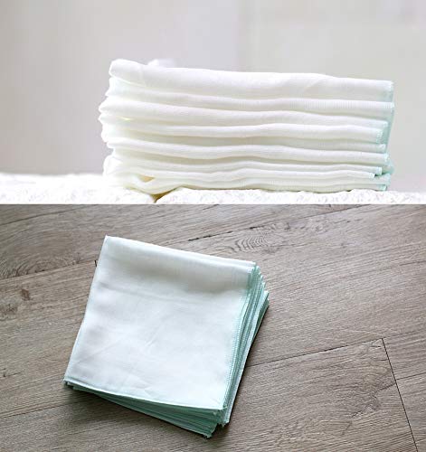 Angel-In-Moms [15 Packs] Natural Cotton 100% Soft Muslin Gauze Handkerchief, Face Washcloths, Makeup Remover Thin Towels, Wide Size 14 inch x 14 inch, Reusable Napkins Hankies Bath Towel (Mint) - color: Mint