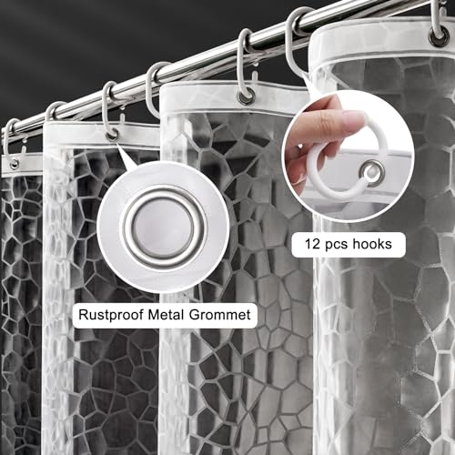 UFRIDAY Clear Shower Stall Curtain Liner 36 x 72 inches,3D Water Cube Small Size Shower Curtain with 2 Heavy Magnets Water Resistant for Shower Stall Bathtubs, Semi Transparent - color: Cube Clear, size: 36"W x 72"L (Pack of 1)