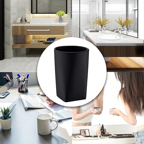 Resin Matte Black Bathroom Tumbler Cup Holder - Modern Design for Bathroom/Office, Holds Toothbrushes, Make-up Brushes