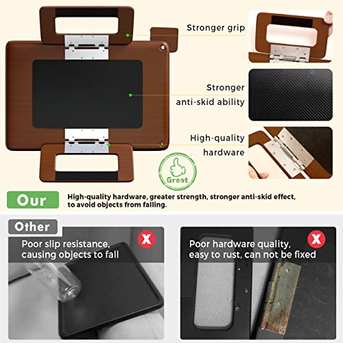 Smatdecis Couch Arm Tray Table Sofa Arm Clip, Armrest Tray Table Suitable for Home Drinks/Fast Food/Fruit Etc, Large Size Multi-Function Brown(360° Rotating Stand B) - color: Brown, size: 13" x 9.4"(360°B)
