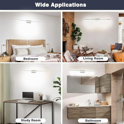 36 Inch LED Bathroom Vanity Light, Dimmable 36W 6000K Cool White | Brushed Nickel Over Mirror Light Fixture, Modern Wall Sconce, Relaxing Makeup Vanity Lighting - color: Cold White, size: 36 inch