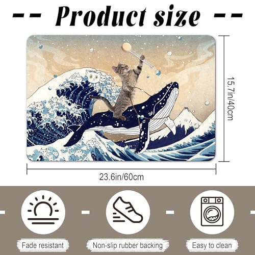 SolAzul Cat Diatomaceous Earth Bath Mat,Super Absorbent Diatomite Stone Bath Mat Non Slip Quick Dry Thin Bathroom Floor Mat Rug (16×24 Inch) (CAT) - color: Cat