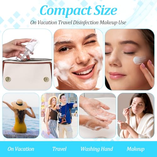 50Pcs Foam Pump Bottle 1oz Refillable Dispenser Bulk Travel Size Plastic Mini Empty Foaming Bottles 1 oz Portable Clear Foaming Pump Bottle for Lash Shampoo, Cleaning, Cosmetics (30ml)