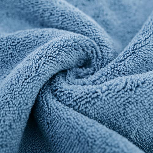 POLYTE 410 GSM Poly Blend Microfiber Bath Sheet Extra Large Set, 35x70 in | 2 Pack, Oversize, Lint Free, Quick Dry - color: Blue