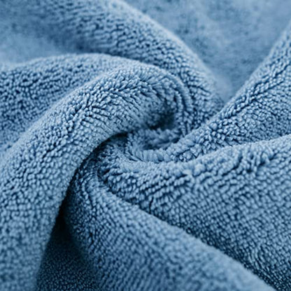 POLYTE 330 GSM Poly Blend Microfiber Quick Dry Bath Towel, 30x57 in, 4 Pack | Oversize, Lint Free, Lightweight, Body Towel - color: Blue