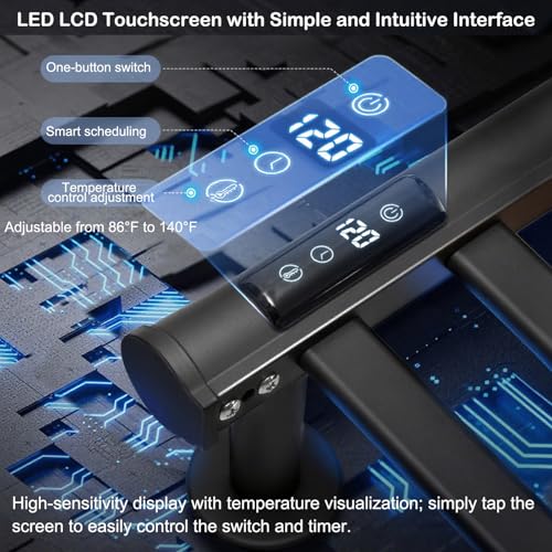 Wall Mounted Heated Towel Warmer Rack for Bathroom, Matching 8-Grid Electric Towel Warmer and 5 Hooks Auto Shut-Off Timer, LED Display Panel, for Bathroom Shower Hot Tub (Black)