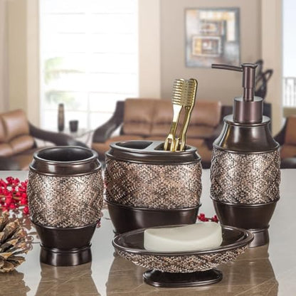 Creative Scents Dublin Brown Countertop Toothbrush Holders for Bathrooms - Decorative Tooth Brush Holder for Bathroom - Toothbrush Organizer for Regular or Electric Toothbrushes and Toothpaste - style: Toothbrush Holder