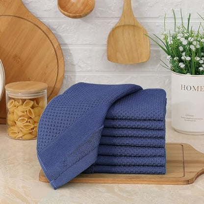Homaxy 100% Cotton Dish Cloths, 6 Pack - 12 x 12 Inches, Navy Blue | Waffle Weave Super Soft and Absorbent Dish Towels Quick Drying Dishcloths, 12 x 12 Inches - color: Navy Blue, size: 12 X 12 - 6 Pack