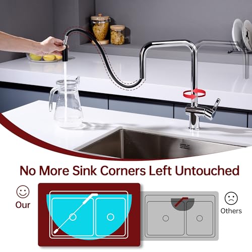 SUMERAIN Kitchen Faucet with Pull Down Sprayer, Chrome Finish | Stainless Steel, Single Hole, Dual Spray Modes, Modern, 360° Swivel Spout, Easy Installation - color: Chrome