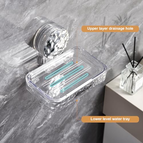 Soap Dish Holder Suction Cup, Wall Mounted Self Draining Soap Case & Sponge Rack, No Drilling Suction Bar Soap Holder for Bathroom, Kitchen Sink - style: Soap size, 1 piece