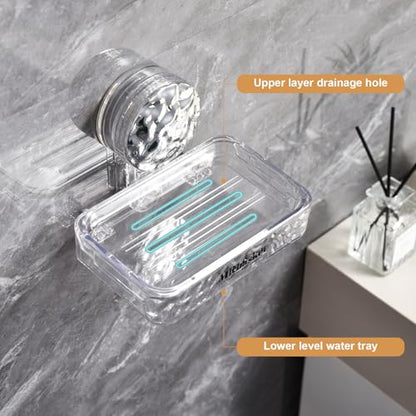 Soap Dish Holder Suction Cup, Wall Mounted Self Draining Soap Case & Sponge Rack, No Drilling Suction Bar Soap Holder for Bathroom, Kitchen Sink - style: Soap size, 1 piece
