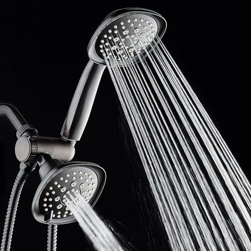 AquaDance Luxury Square 48-setting High-Pressure Dual Head/Handheld Shower Spa Combo. Extra-Long 72" Stainless Steel Hose, 3-way Flow Diverter, Oil-Rubbed Bronze Finish - color: Oil Rubbed Bronze