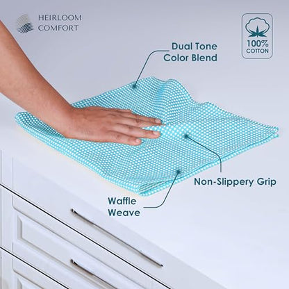 3 Pack Dual Tone Waffle Weave Kitchen Towels, 16x26 Inch, 100% Cotton, Super Absorbent, Fast Dry Dishcloth Set, Soft and Durable, Aqua Blue - color: Aqua Blue, size: 16 x 26 - Pack of 3