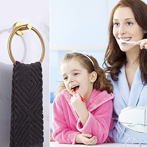 2 Pack Towel Ring, Hand Towel Holder No Drilling Heavy Duty Simple Round Towel Holder Wall Mount Towel Rack (Gold-2) - color: Gold-2