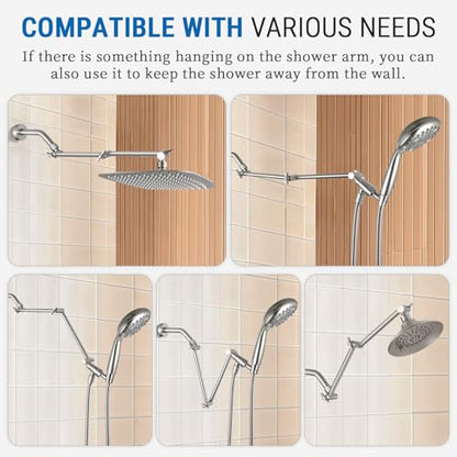 G-Promise 12 Inch Shower Extender with 6Inch Arm and Flange(Brushed Nickel) | Solid Brass Construction, Height and Angle Adjustable, Standard Connection Thread, All Installation Tools Included - color: Brushed Nickel, style: 12 Inch