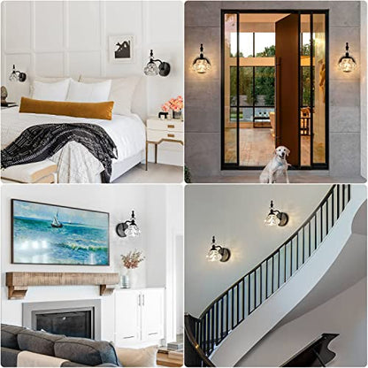 2-Pack Wall Sconces Black Bathroom Vanity Lighting Fixtures Black Wall Light with Glass Shade, Rust-Proof and Durable, Wall Lamp Using G9 Bulbs for Bedroom, Bathroom, Living Room - color: Black, size: 1-Light (2-Pack)