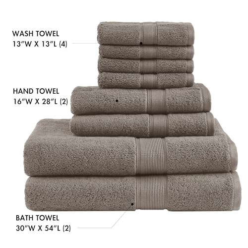 Madison Park 800GSM 100% Cotton Bathroom Bath Towel Set of 8, Mocha | Long Staple, Highly Absorbent, Durable Hotel Spa Quality, Quick Dry, Double Stitched Hems, Lint Reducing, OEKO-TEX Certified - color: Mocha, size: Multi-Sizes