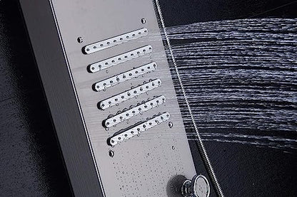 ELLO&ALLO LED Stainless Steel Bathroom Shower Panel Tower System, Rainfall Waterfall Shower Head Rain Massage System with Body Jets, Brushed Nickel - color: Brushed Nickel