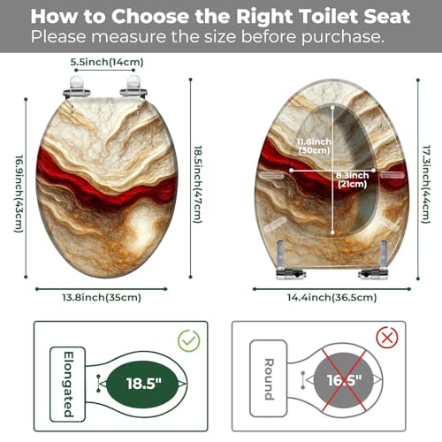 Elongated Resin Toilet Seat, Quietly Close Quick Release Hinges Cover
