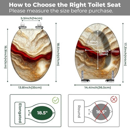 Elongated Resin Toilet Seat, Quietly Close Quick Release Hinges Cover