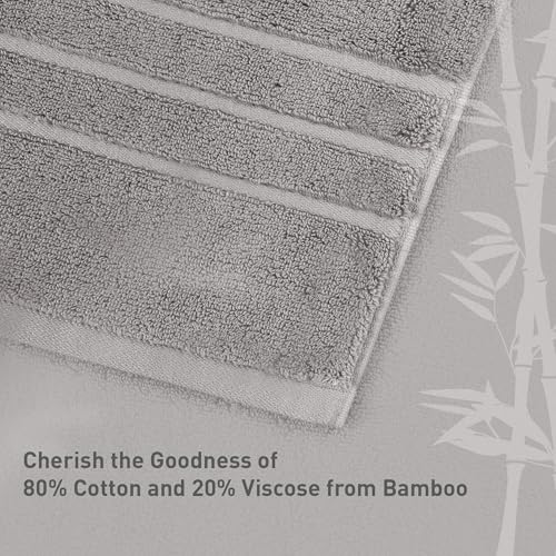 TRIDENT Eco Twist Cotton-Viscose Bamboo Towels, 2Pc Luxury Bath Towel, Gray | Long Staple Cotton - Soft & Plush Feel - Hotel-Quality Comfort - Highly Absorbent - Ideal for Master & Guest Bathrooms - color: Charcoal Gray