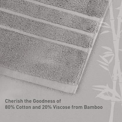 TRIDENT Eco Twist Cotton-Viscose Bamboo Towels, 2Pc Luxury Bath Towel, Gray | Long Staple Cotton - Soft & Plush Feel - Hotel-Quality Comfort - Highly Absorbent - Ideal for Master & Guest Bathrooms - color: Charcoal Gray