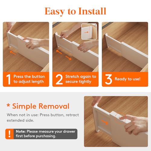 Lifewit 6" Tall Upgrade Drawer Dividers, Adjustable Deep Drawer Organizer | 13.5"-22" Expandable White Drawer Separator for Clothes, Dresser/Kitchen/Closet/Bedroom/Office Organization & Storage, 5 Pack - size: 6"H, 13.5-22"L