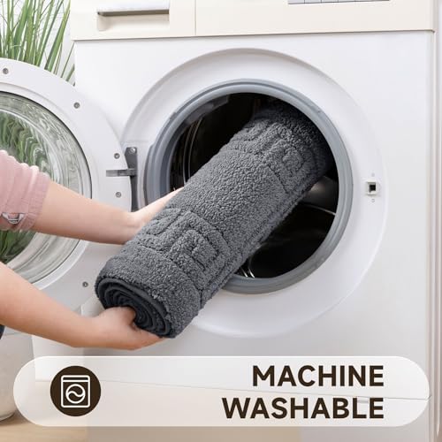 Pauwer Bathroom Rugs Sets 3 Piece, Plush Absorbent Bath Rug, Dark Grey | Microfiber Bath Mat Set, Non Slip Washable, Quick Dry Floor Carprt, Soft U Shaped Toilet Mats For Bathroom Shower Sink - color: Dark Grey