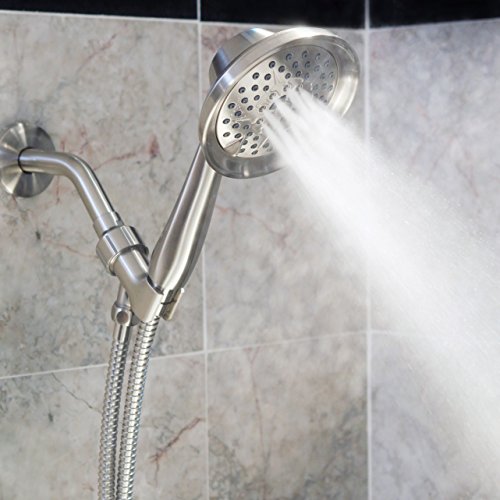 60 Inch Flexible Shower Hose Bundle - Extra Long, Stainless Steel, Double-Buckle Hose For Handheld Showerheads With Shower Arm Mount And Holder - Brushed Nickel