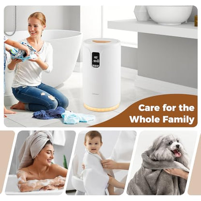 COSTWAY 20L Towel Warmer Bucket, Blanket Warmer with RGB Light, 30/60/90 Min, 0.5-24H Adjustable Delay Timer, Updated Towel Heater for Spa, Fits up to Two 45” x 70” Oversized Towels, Bathrobes