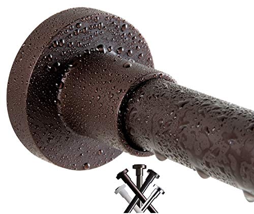 Shower Curtain Rod 43-73 Inches Matte Bronze, Rustproof and Non-Slip Spring Tension Rod for Window or Bathroom, Stainless Steel - color: Bronze