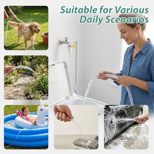 6.5 FT Faucet Hose Adapter for Sink, Transparent PVC Tube with Adjustable Faucet Connector and Hose Clamp Portable Water Transfer Accessories for Sink, Bucket, Garden, Pet Bathing - size: 6.5 FT-Clear