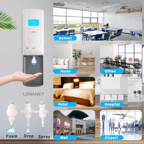 Touchless Automatic Foaming Hand Soap Dispenser Wall Mount, Motion Sensor Foam Liquid Refill Bottle Sanitizer Dispensing for Bathroom Kitchen Home Farmhouse Station - color: 1305-white