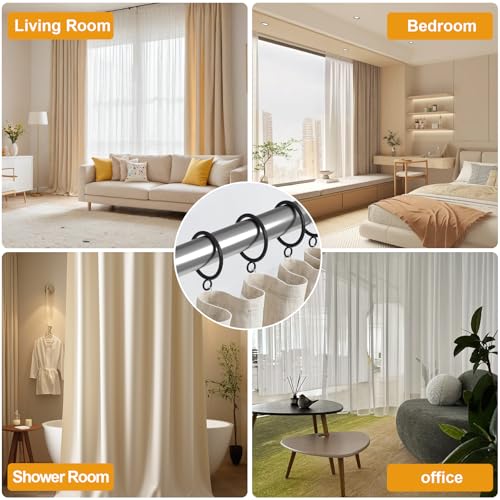 42 PCS Curtain Rings, 1.5 inch Metal Curtain Drape Sliding Eyelet Rings-Hanging Rings for Curtains and Rods, Fits Up to 1 1/4-Inch Rod, Black(Clips Not Included) - color: Black