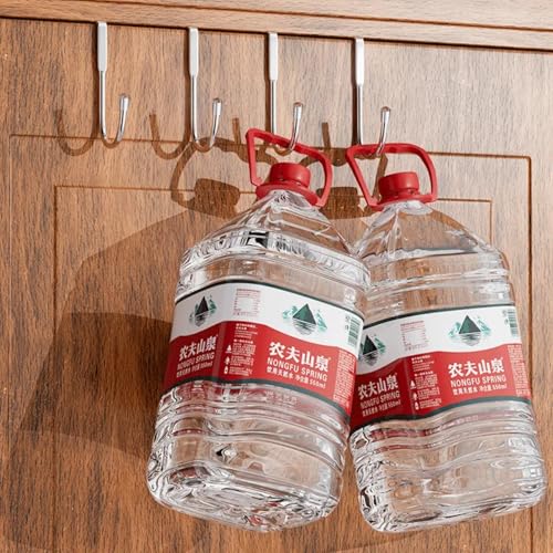 Over Cabinet Door Hook & Wardrobe Door Hook, Stainless Steel Hanging Hooks for Towels, Bags, Clothes – Bathroom Door Hooks for Towels, Kitchen Cabinet Hooks, Wardrobe Hooks, Dorm Room Hangers (4PCS)