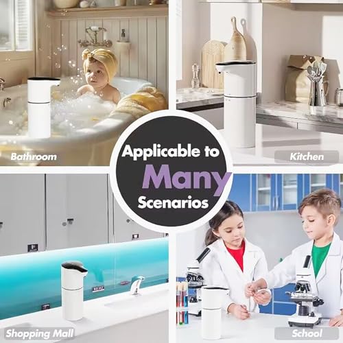 Automatic Soap Dispenser,Liquid Hand Soap Dispenser for Bathroom Kitchen,8 Adjustable Levels,12.4 oz/350mL Touchless Dispenser,Rechargeable 2000mAh (White-Liquid)