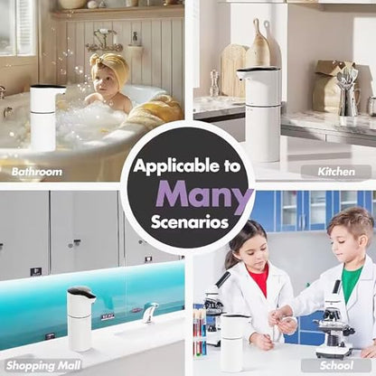 Automatic Soap Dispenser,Liquid Hand Soap Dispenser for Bathroom Kitchen,8 Adjustable Levels,12.4 oz/350mL Touchless Dispenser,Rechargeable 2000mAh (White-Liquid)