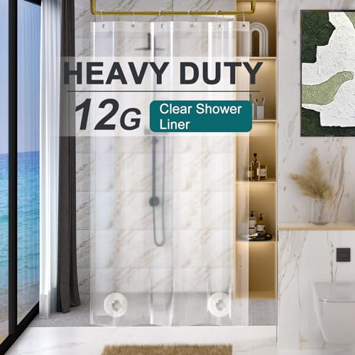 AmazerBath Heavy Duty Stall Shower Curtain Liner 12 Gauge, 36 x 72 Inches Clear Weighted Plastic Shower Liner with 2 Weighted Stones and 6 Rustproof Metal Grommet - size: 36"W x 72"L (Pack of 1)